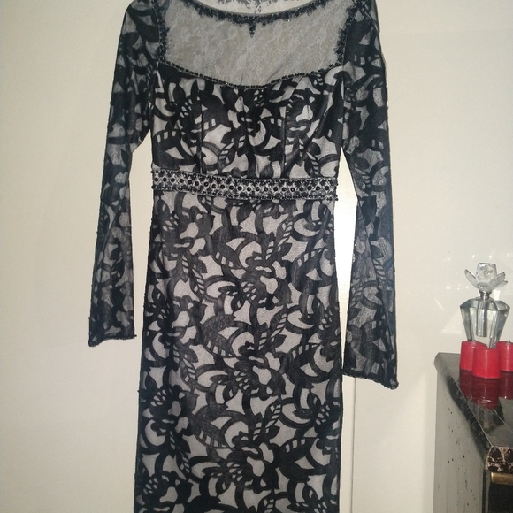 Sue Wong Lace and Leather Beaded Dress - Picture 7 of 8